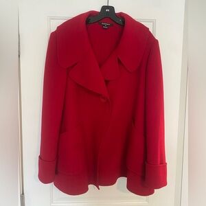 Ellen Tracy - Red Wool Angora Blend Coat - Size 16
